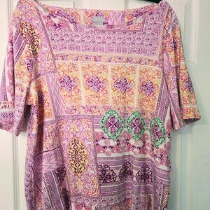 Chico's mixed‎ pattern S/S pink top Size 3/XL